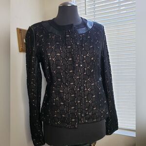 Genuine Leather Trim Blazer